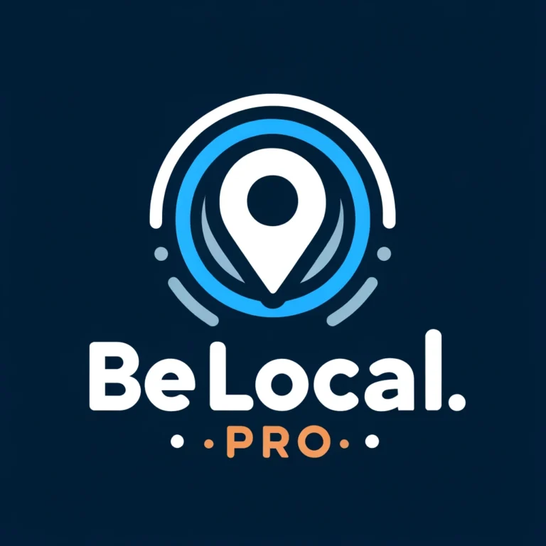 DALL·E 2024 03 11 23.09.12 Design a text logo for beLocal.pro . Use a bold modern font with the company name in lowercase letters. For the letter o in local replace it wi 768x768